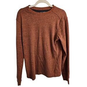 01.Algo Mens Crewneck Shirt Sz M Performance Stretch Athletic Active Gym Orange